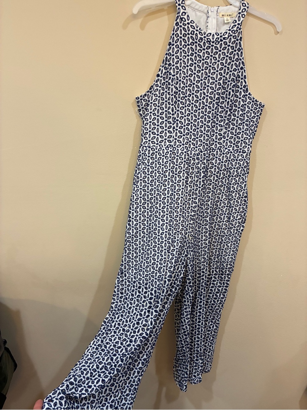 miami Navy & White Printed Halter Jumpsuit